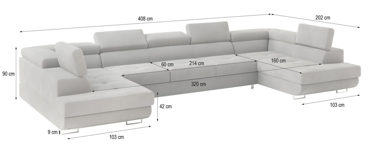 WOHNLANDSCHAFT ISOLANO Gelb Velours-Stoff mit Schlaffunktion - Gelb, Holz (408/90/202cm) - MASSENO