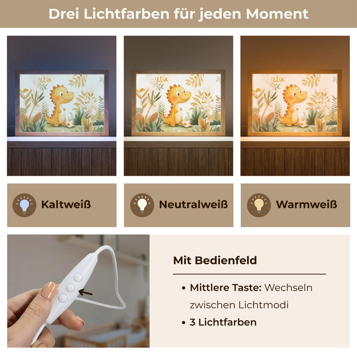 NACHTTISCHLAMPE Dino - Fußball - Orange 30x20 cm - Beige, Holzwerkstoff (8/30/20cm)