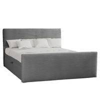 BOXBETT Mit Bettkasten Und Topper TRENTO Stoff Plüsch Cord 140x200 cm Grau H2-Pocket - Grau, Holz/Textil (140/200cm) - Kaiser Möbel