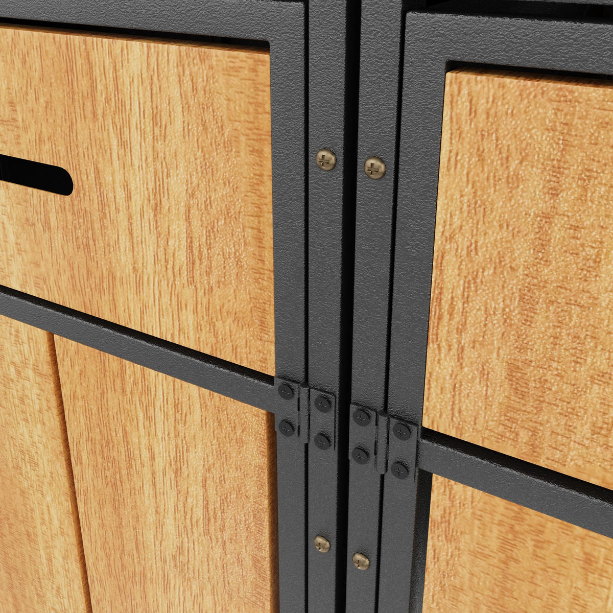 MÜLLTONNENBOX aus Stahl in Grau Holzoptik mit Pflanzdach & Schloss - Grau, Metall (264/124/80cm) - Modfu