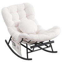 SCHAUKELSTUHL mit Fußstütze,Schaukelsessel XXL Rattanstuhl mit Kissen, Cord, Beige - Beige, Textil (90/78/150cm) - LVHOM