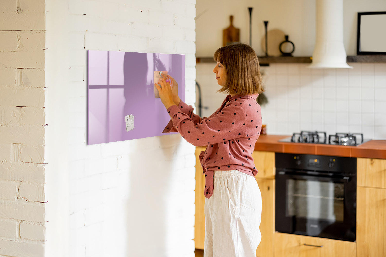 MAGNETTAFEL 90x60 Flieder schwarzer Marker - Violett, Glas (90/0.4/60cm) - TULUP