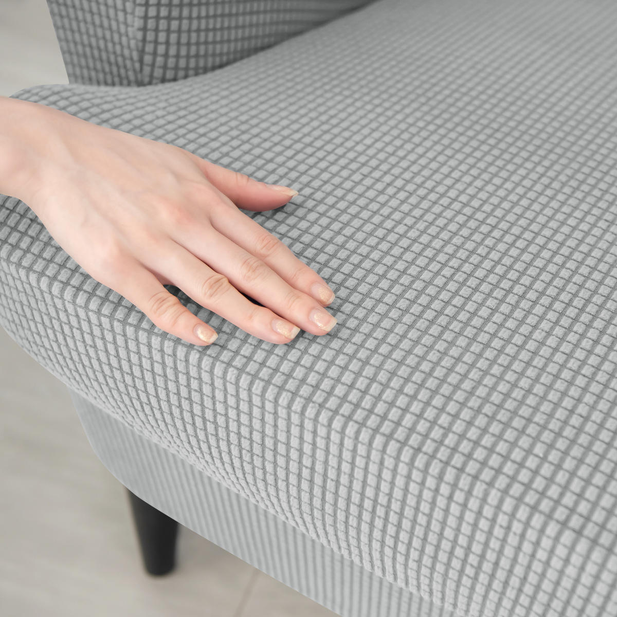 OHRENSESSEL ÜBERZUG Einfarbig Jacquard 2-Teilig - Hellgrau, Textil (85/90cm) - Kaket