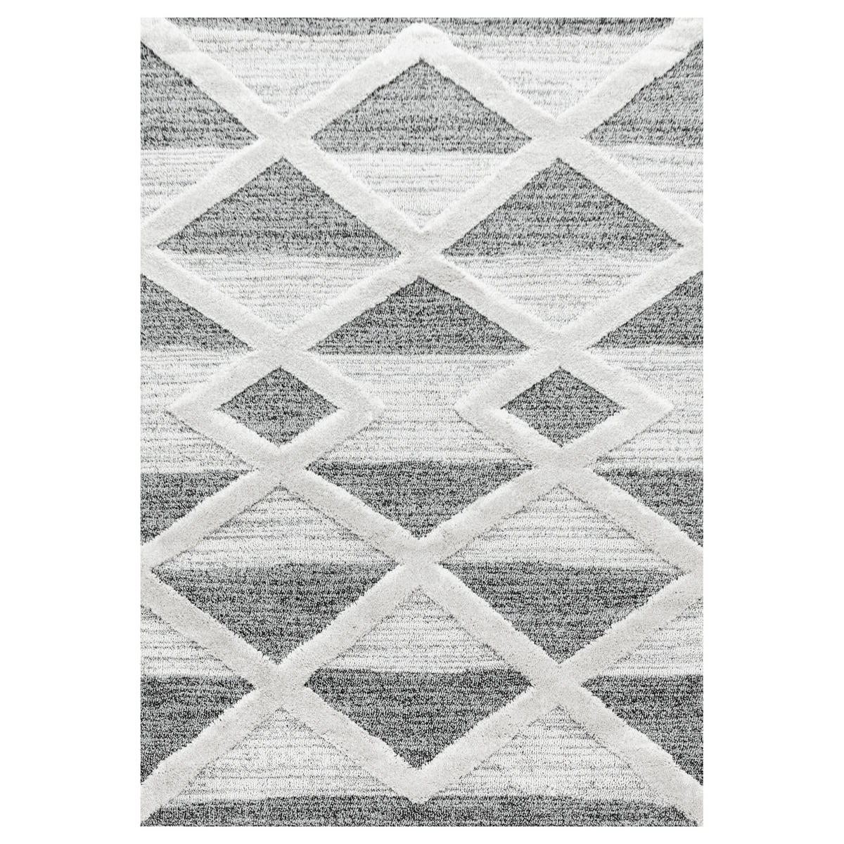 TEPPICH Hochflor Hoch-Tief Geometrisch Polypropylen Wohnzimmer Grau Läufer 60x110 - Grau, Textil (60/110cm) - KADIMA DESIGN
