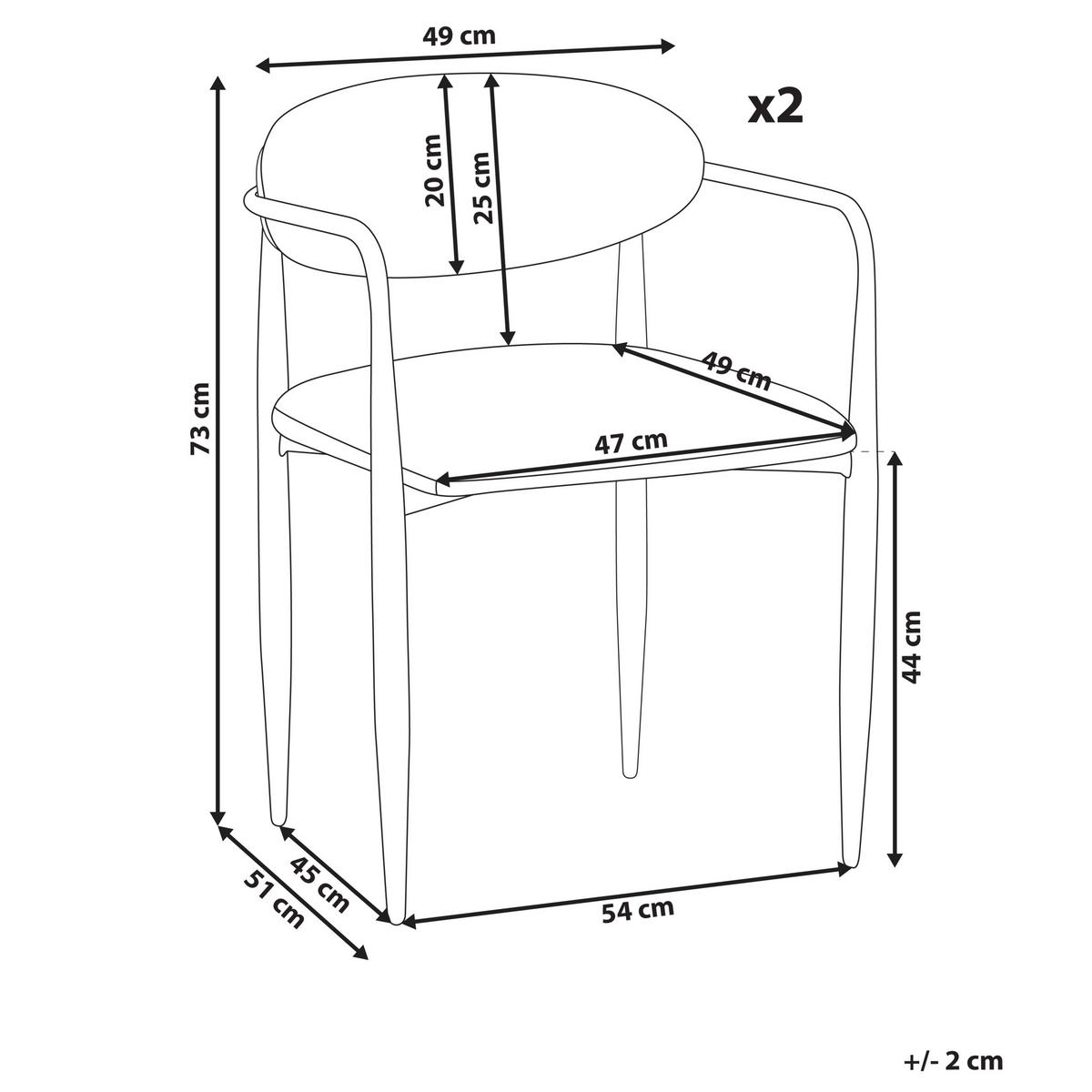 ESSZIMMERSTUHL 2er-Set Cremeweiß Tanevik - Schwarz/Weiß, Textil (54/73/51cm) - Beliani