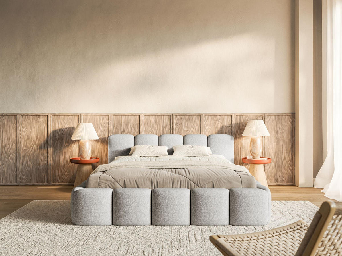 POLSTERBETT Cloudy Low Hellgrau Chenillebezug 200x200 - Hellgrau, Textil (200/200cm) - Selsey