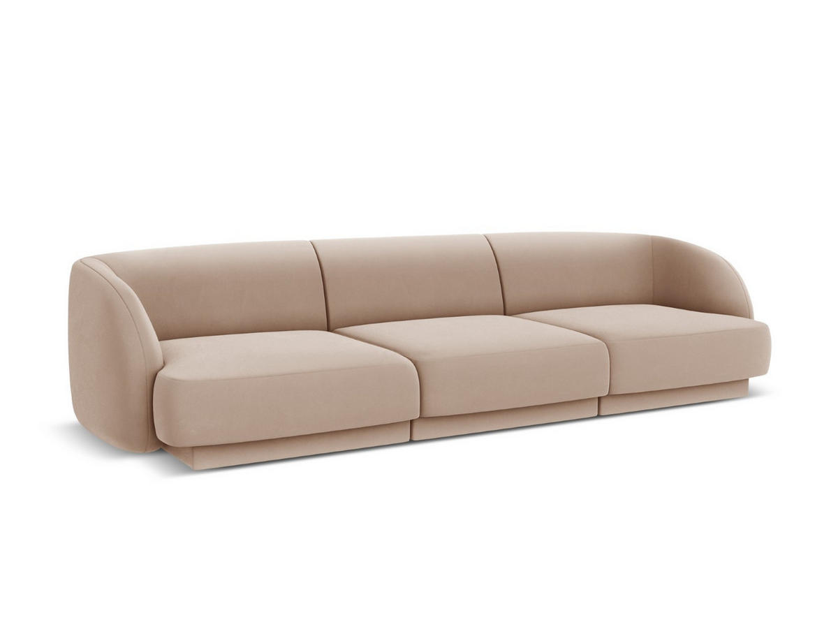 SOFA Miley aus Samt cappuccino 3 Sitzplätze - Cappuccino, Textil (90/70/255cm) - Micadoni