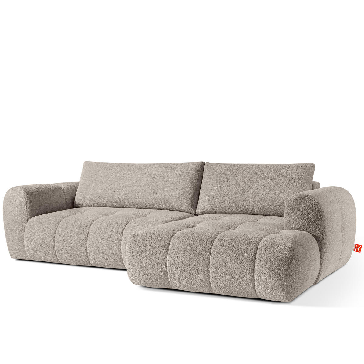 ECKSOFA RECHTS LIRA, Grau, Bouclé - Grau, Holz/Holzwerkstoff (295/112cm) - KONSIMO®