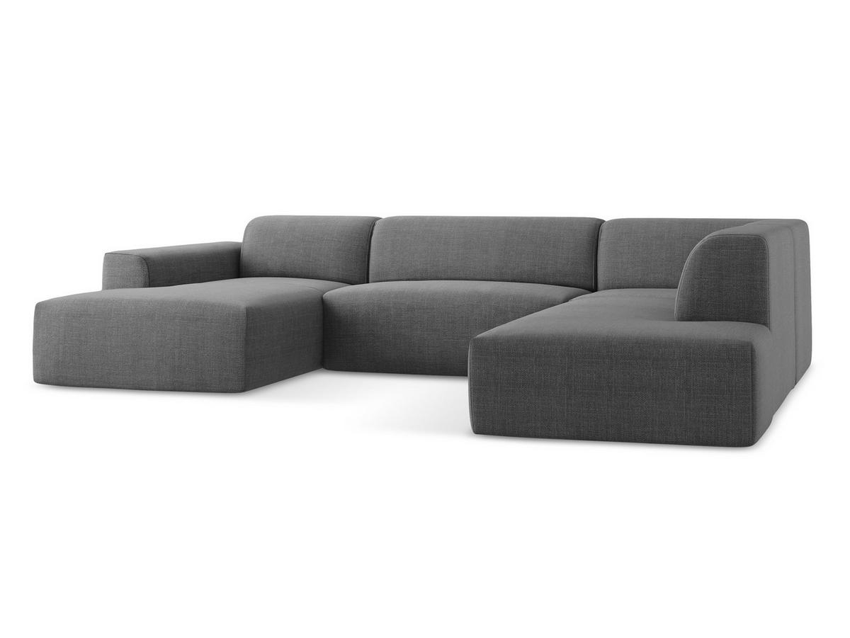 POUF Samt Stoff Grau - Edelstahlfarben/Schwarz, Holzwerkstoff/Kunststoff (75/37/75cm) - Makamii