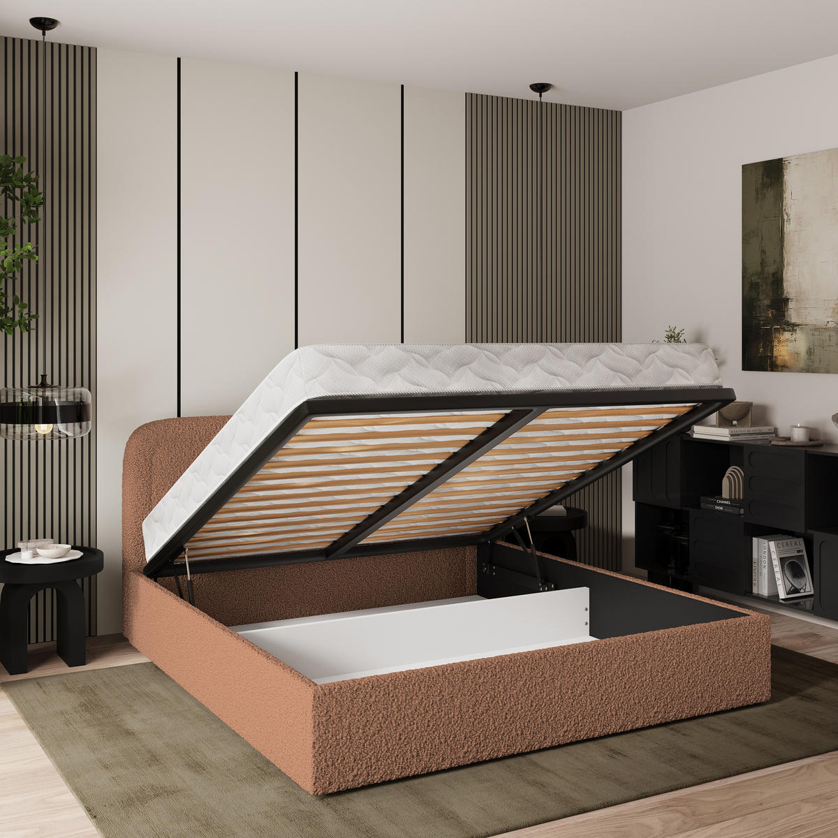 POLSTERBETT BENIRA Q 120x200 cm mit Bettkästen - Kupferfarben - Kupferfarben, Holz/Textil - MASSENO