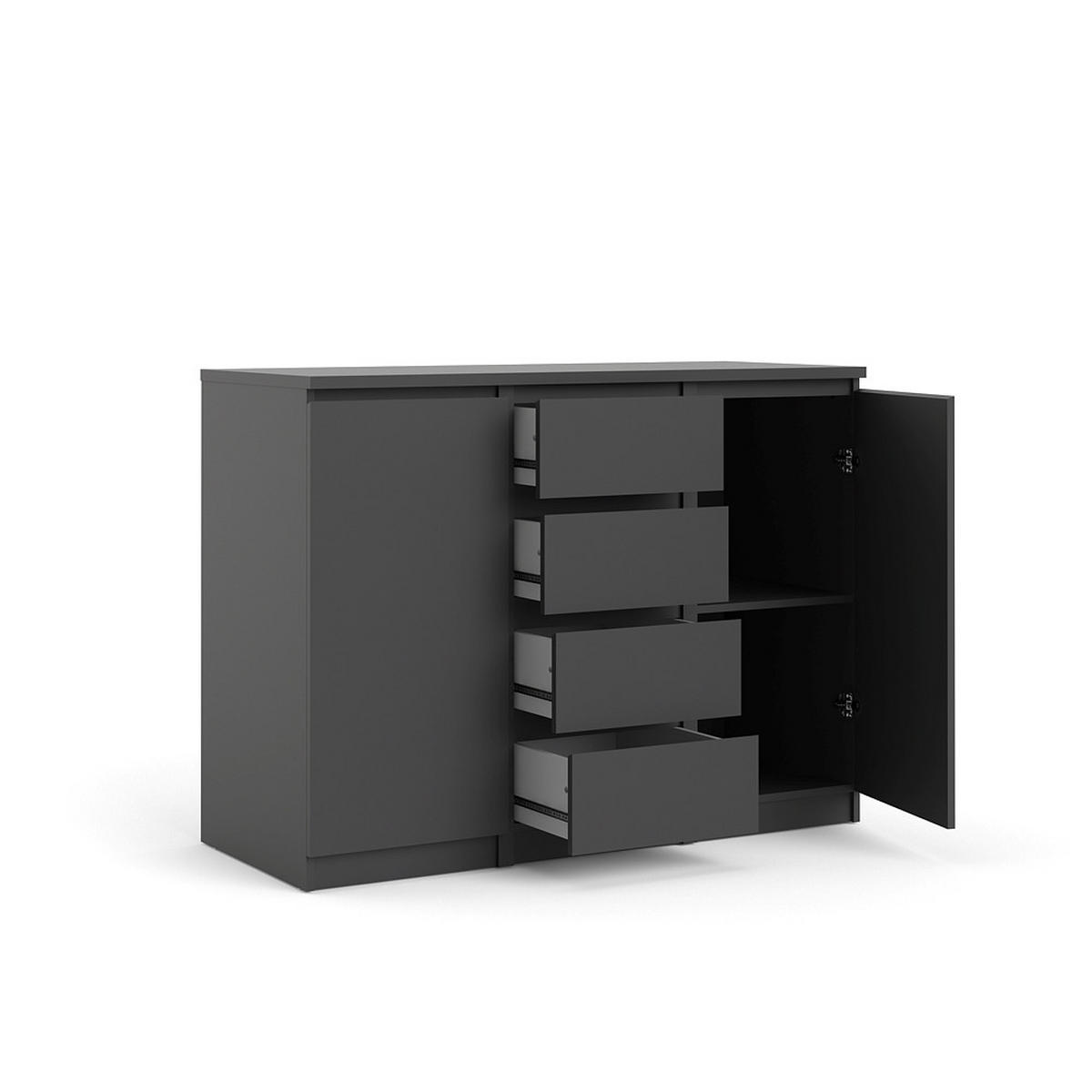 SIDEBOARD mattschwarz - Schwarz, Holzwerkstoff (121/91/50cm) - ebuy24