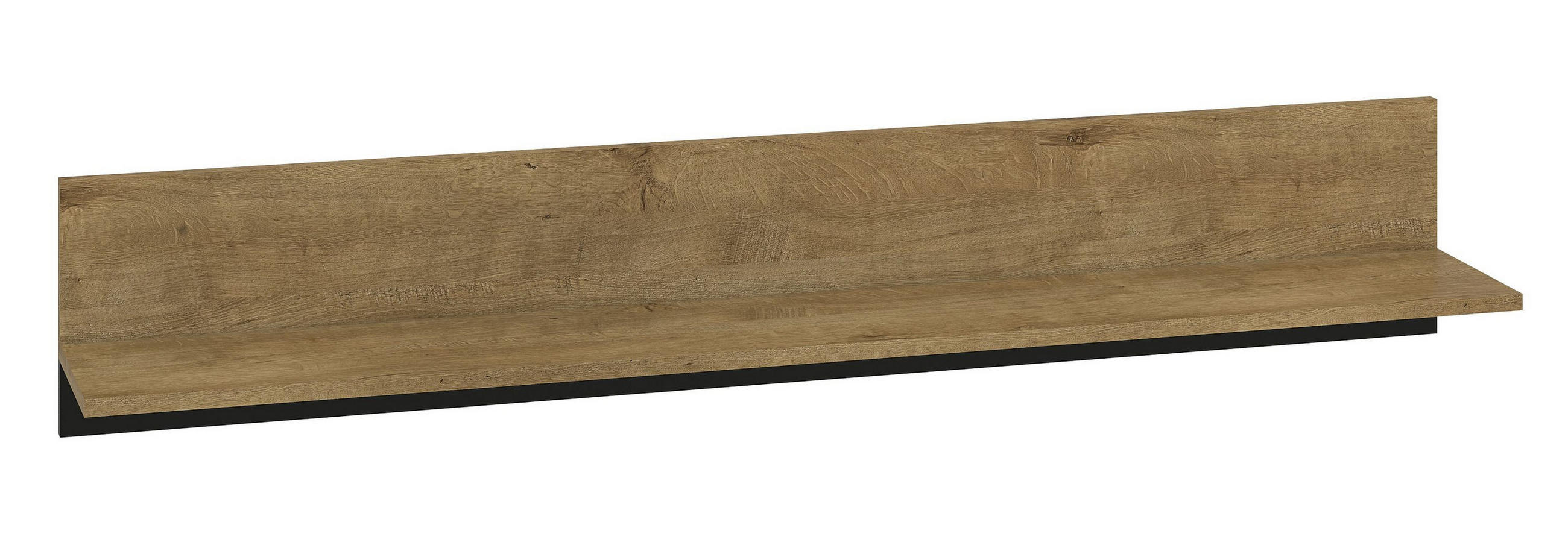 Feldmann-Wohnen Wandregal Eiche, Schwarz 120x24x21 cm