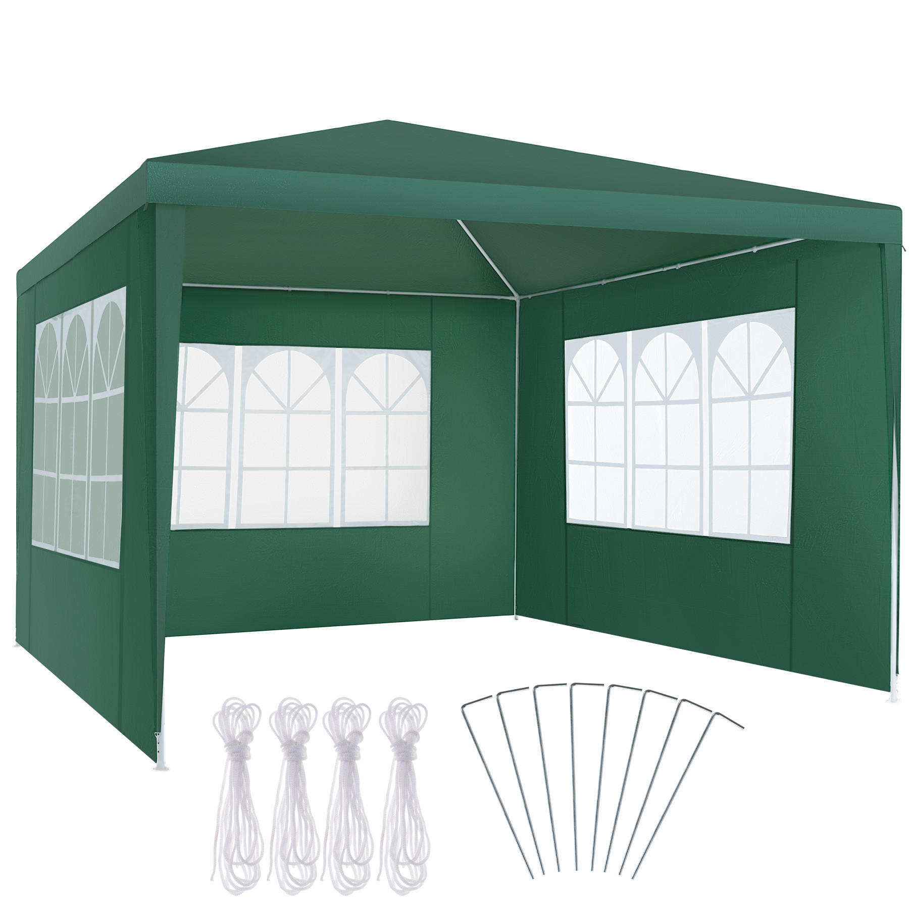 PAVILLON Baraban,inklusive Spannseile und Heringe,grün - Grün, Kunststoff (300/250/300cm) - tectake
