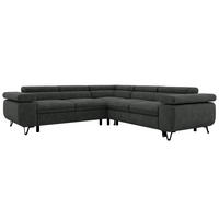 ECKSOFA QUADRO L - Dunkelgrau Stukture - Links Seite - Dunkelgrau/Schwarz, Textil/Metall (269/269cm) - MKS