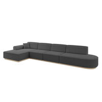 ECKSOFA Ottomane Links IREA-L3 - 412x165x80 cm Grau - Olivgrün, Holzwerkstoff/Textil (412/165cm) - ALTDECOR