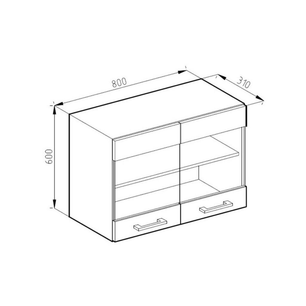 Thumbnail - Vicco Küchenglasschrank, Weiß, Anthrazit, Holzwerkstoff, 2 Fächer, Rechteckig, 80x60x31 cm, Küchen, Küchenmöbel, Küchens...
