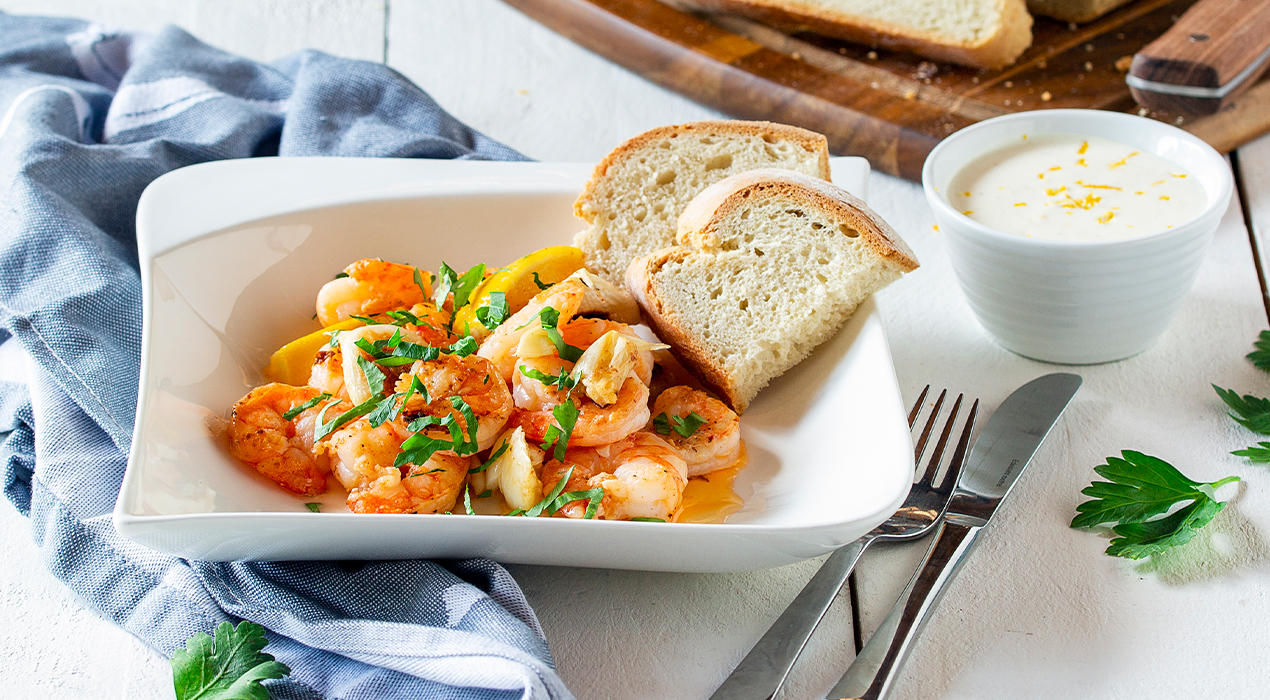 XXXLecker_Knoblauchgarnelen-mit-Blitzbrot-und-Zitronenmayonnaise