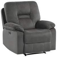 FERNSEHSESSEL Samtstoff dunkelgrau LED-Beleuchtung USB-Port elektrisch verstellbar Bergen - Grau, Textil (85/101/74cm) - Beliani