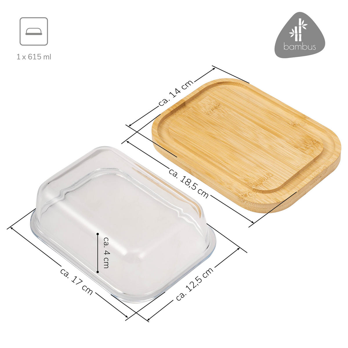 BUTTERDOSE, weiß - Transparent, Glas (17/4/12.5cm) - eluno