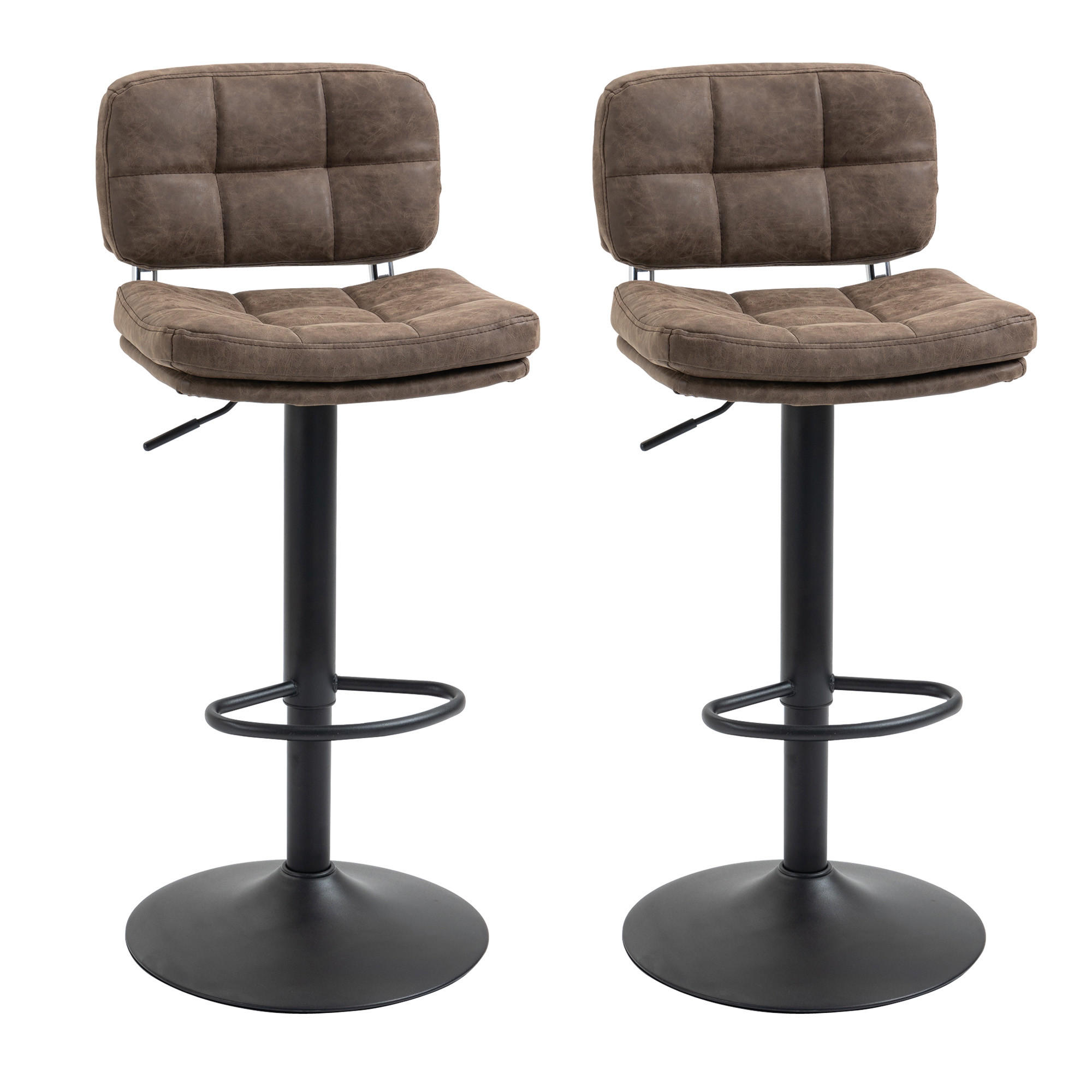 BARHOCKER 2er-Set DE-14712 Vintage gepolstert & höhenverstellbar Braun - Braun, Metall (45/107/41.5cm) - ComfortXL