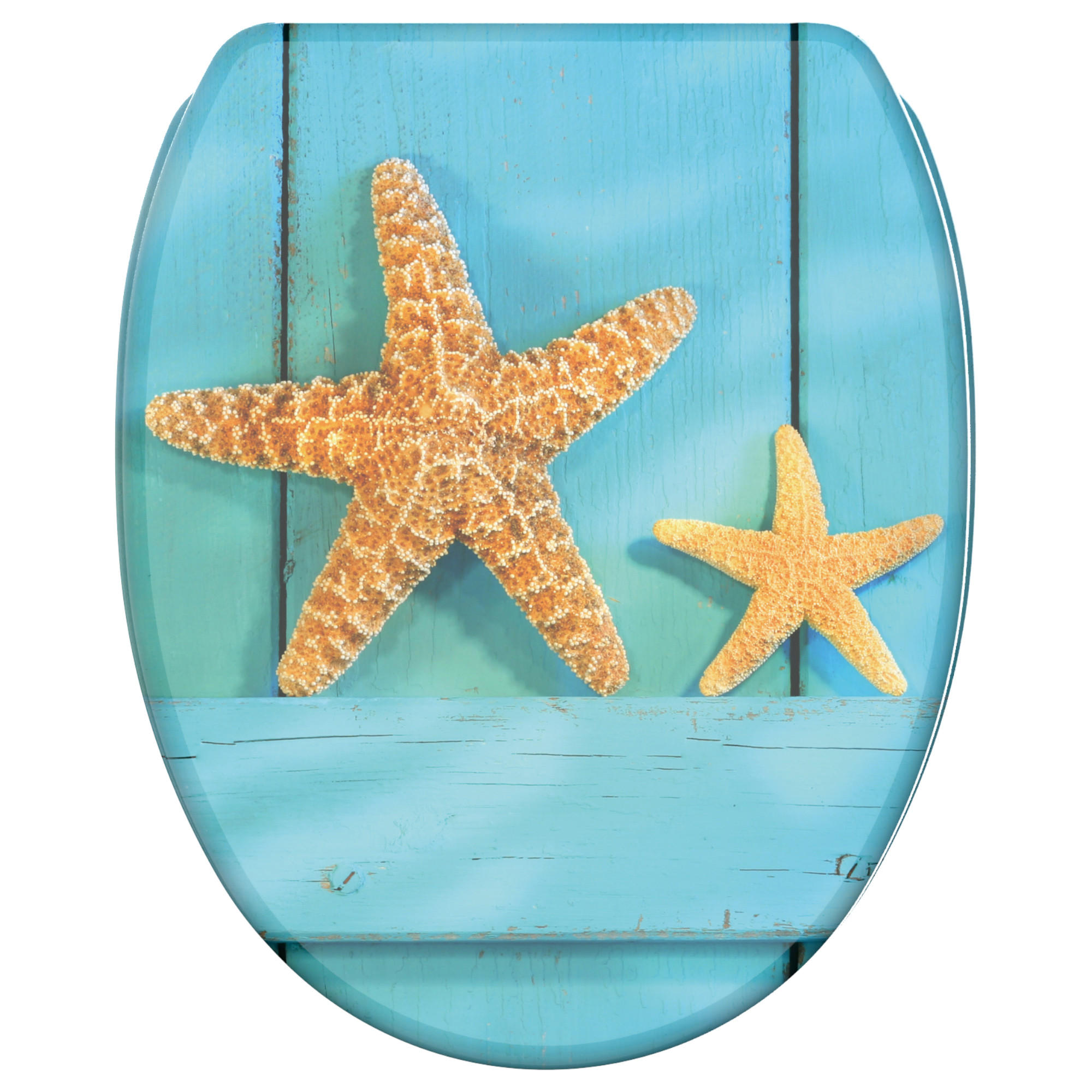 WC-SITZ mit Absenkautomatik & Top Fix Starfish - Türkis, Holzwerkstoff (37.7/5.5/48cm) - Sanilo