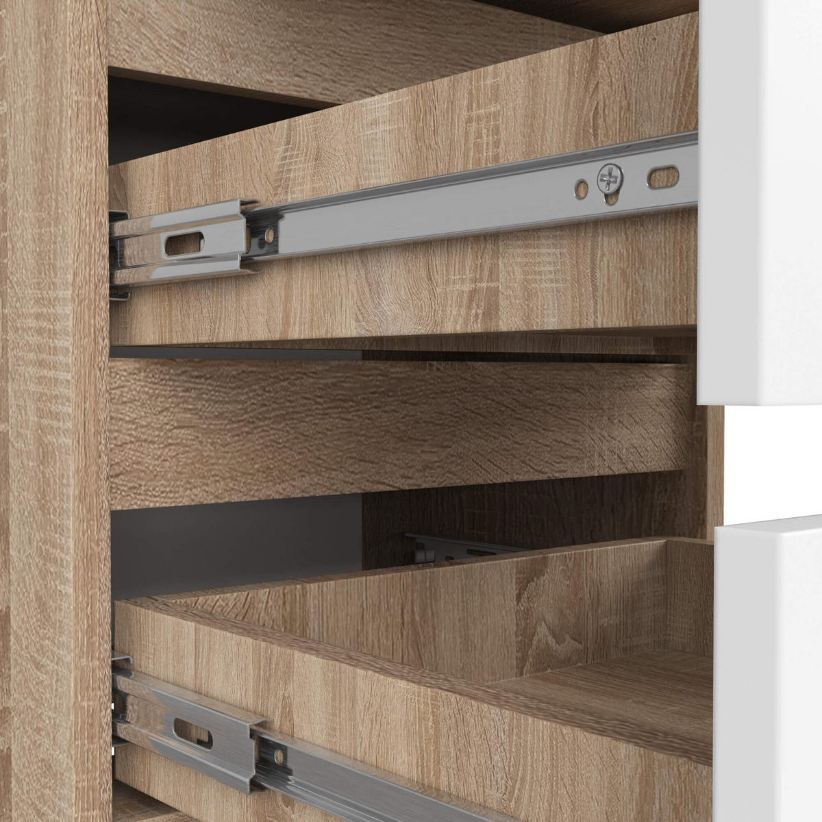 KOMMODE CL6, Sonoma-Weiß, 40x35x109 cm - Weiß/Sonoma Eiche, Holz (40/109/35cm) - Milordbikes