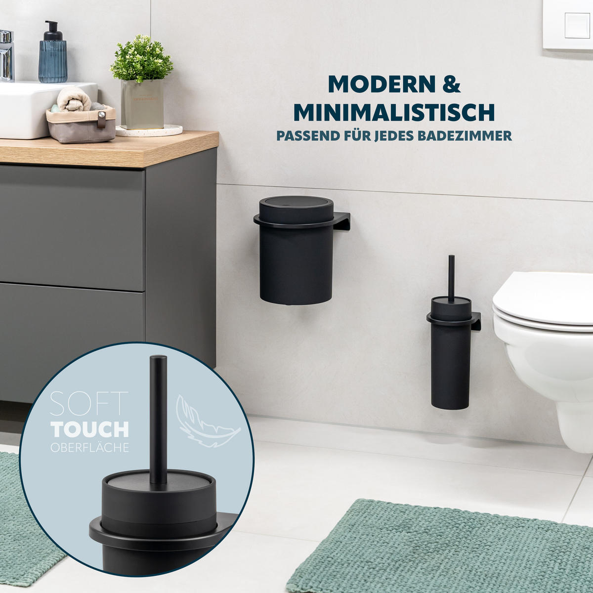 WC-GARNITUR SAVONA, schwarz, Kunststoff - Schwarz, Kunststoff (10/36.5/10cm) - bremermann