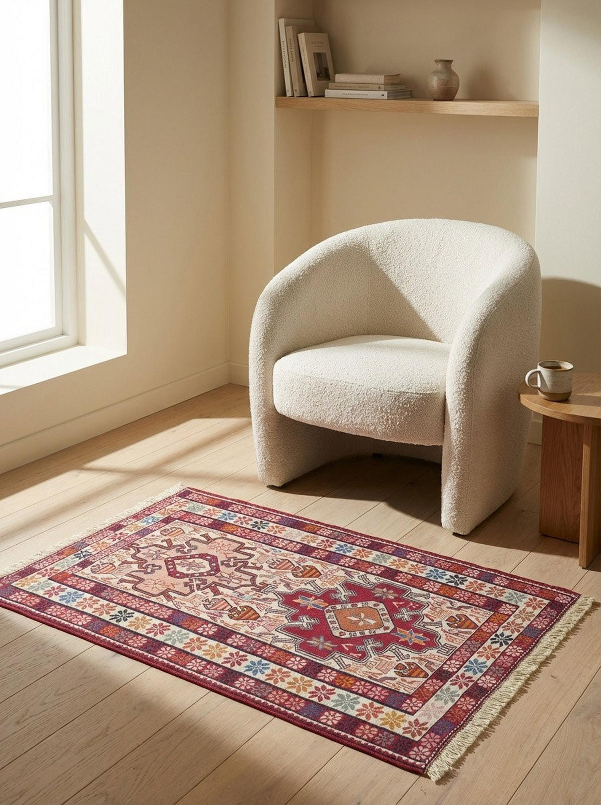 HANDWEBTEPPICH Sumak Shahsavan Beige 103/78 cm Schurwolle - Beige, Textil (78/103cm) - Looma