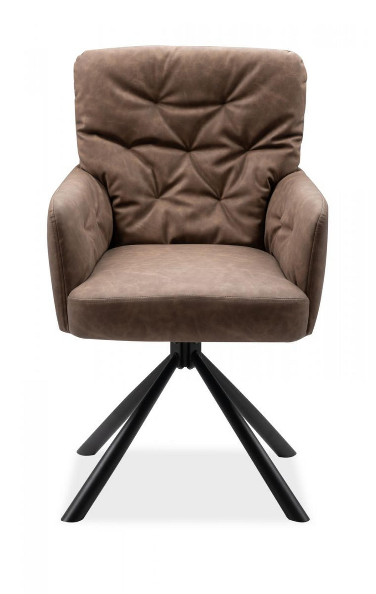 STUHL 2er-Set braun Leder-Optik, Esszimmerstuhl drehbar - Schwarz/Braun, Holz/Textil (57/95.5/57cm) - Furn.Design