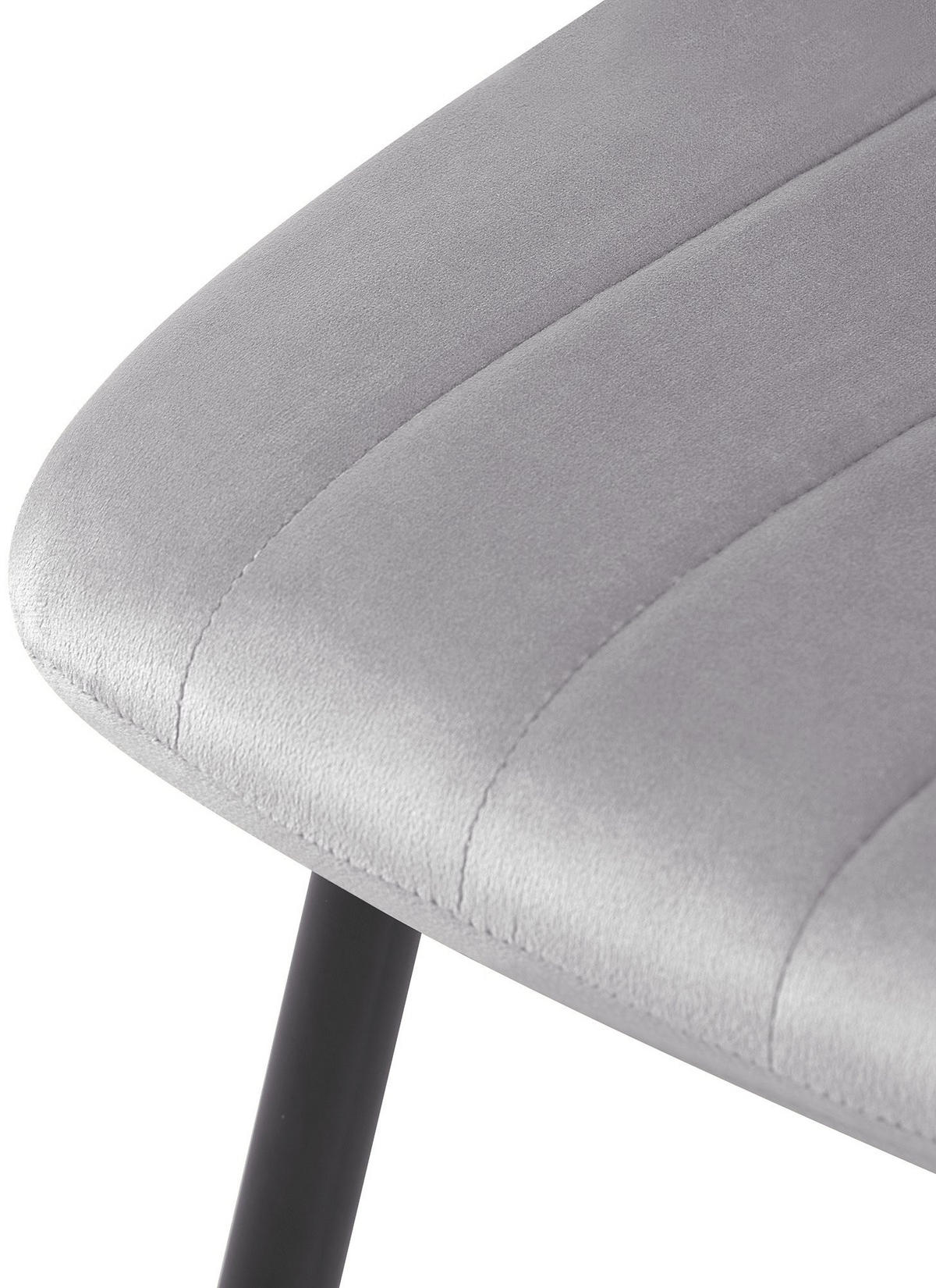 STUHL 4er Set Samt Grau - Schwarz/Grau, Textil/Metall (45/88/53cm) - CLP
