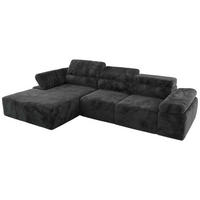 ECKSOFA RILASSO L Dunkelgrau Plüsch - links - Dunkelgrau/Schwarz, Kunststoff/Textil (296/174cm) - MKS