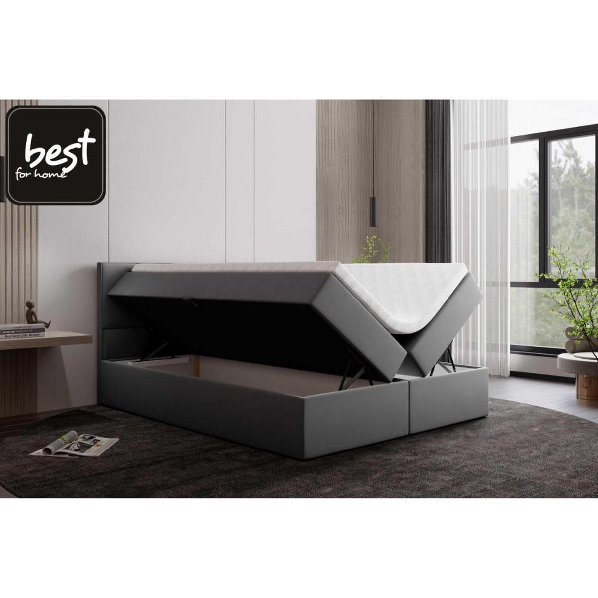 BOXBETT Jubilee Bonellfederkern inkl. Topper - Hellgrau, Holz/Holzwerkstoff (140/200cm) - Best For Home