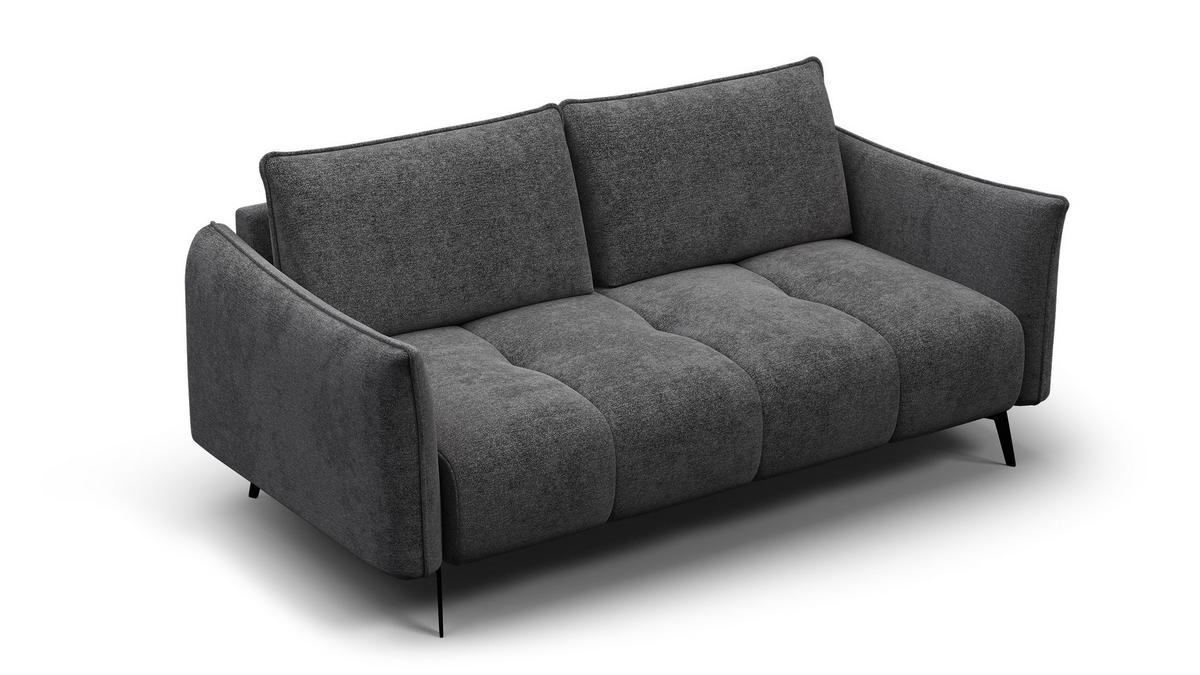 SOFA AERA 2,5-Sitzer, dunkelgrau - Dunkelgrau/Schwarz, Holz/Textil (187/89/96cm) - Courtois Laville
