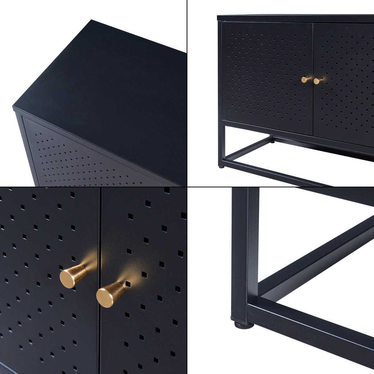 TV-ELEMENT Janakkala - Schwarz, Metall (153/55/35cm) - [en.casa]