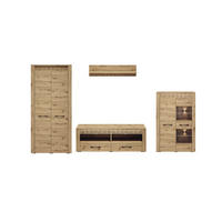 WOHNWAND Artis Artisan Eiche 4-teilig - Eiche Artisan/Braun, Holz/Holzwerkstoff (334/200/55cm) - Feldmann-Wohnen