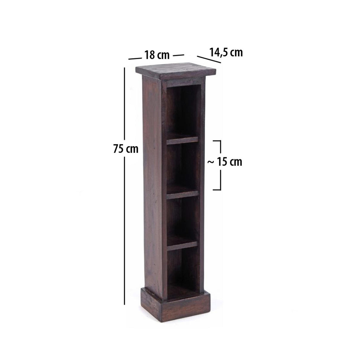 CD REGAL TOWER Mahagoni Massivholz, 4 Fächer 03 dunkelbraun - Dunkelbraun, Holz (18/75/14.5cm) - DESIGN DELIGHTS