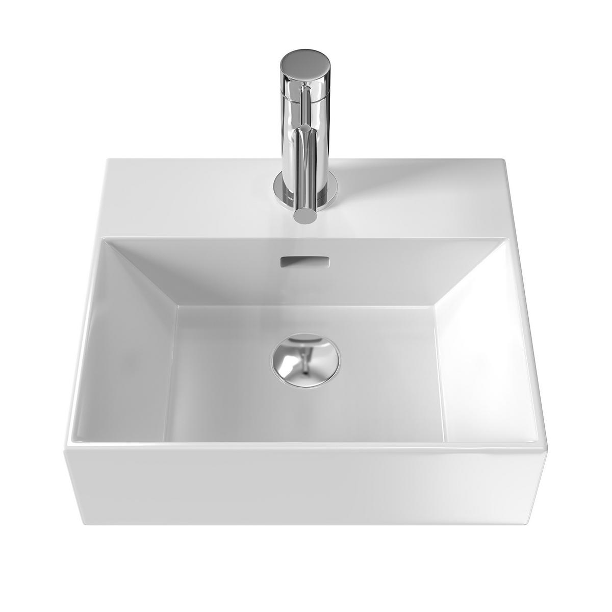 WASCHBECKEN mit Überlauf Weiß 41,5 / 36 / 13 cm - Weiß Hochglanz, Keramik (36/13/41.5cm) - EMKE