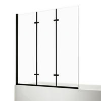DUSCHWAND für Badewannen Faltbar mit Schwenkfunktion Schwarz 140/120 cm - Schwarz, Glas (120/140cm) - EMKE