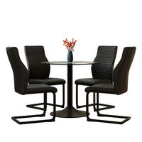 ESSGRUPPE DE-39485 5-teilig, Glastisch und 4 Stühlen mit hoher Rückenlehne Schwarz - Schwarz, Metall (85/75/85cm) - ComfortXL