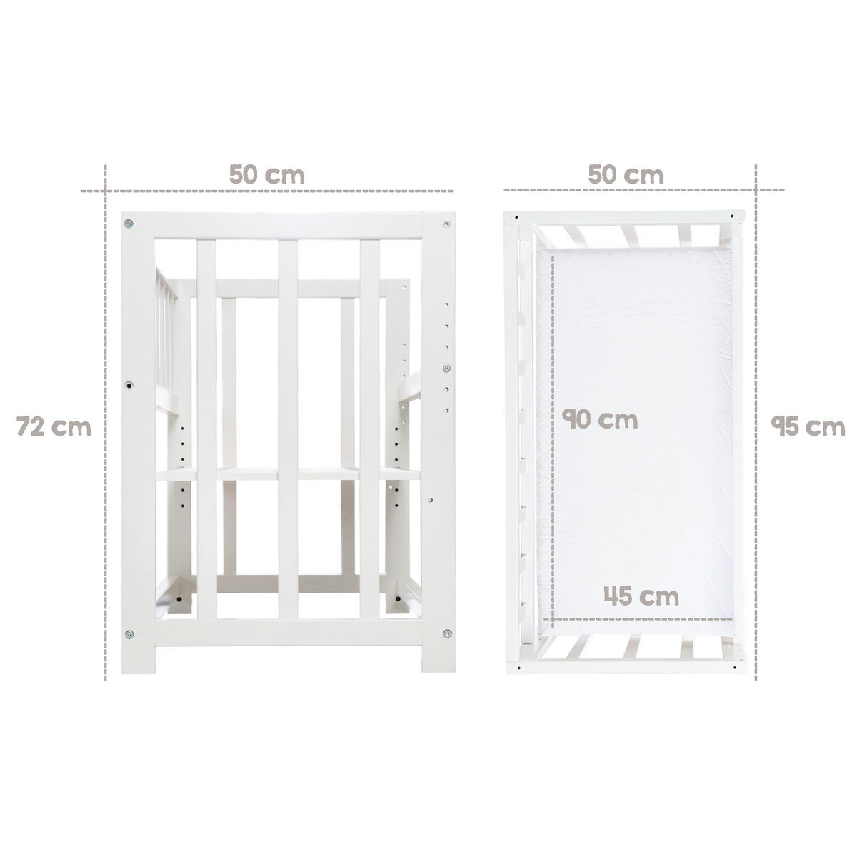 BEISTELLBETT Woodland Buddies 4in1 Set 90 x 45 cm - Weiß/Hellgrün, Holzwerkstoff/Textil (45/90cm) - Roba