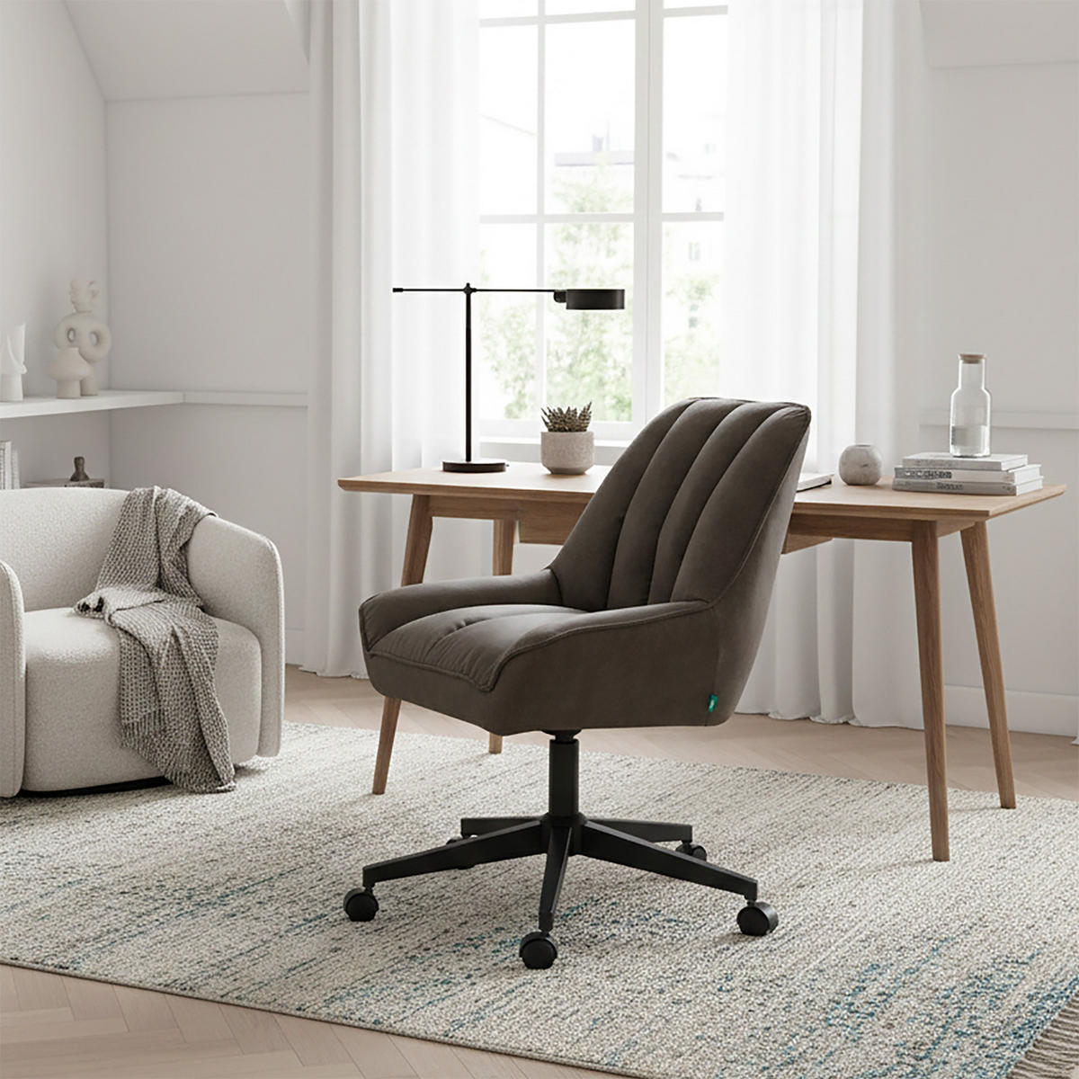 BÜROSTUHL Mika-Jette 2er-Set - Taupe/Schwarz, Textil/Metall (60/85/68cm) - DUBI Möbel
