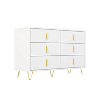 SIDEBOARD 120/77/40 cm Weiß/Gold aus Spanplatte mit 6 Schubladen - Weiß, Holzwerkstoff (40/77/120cm) - OKMYHOME