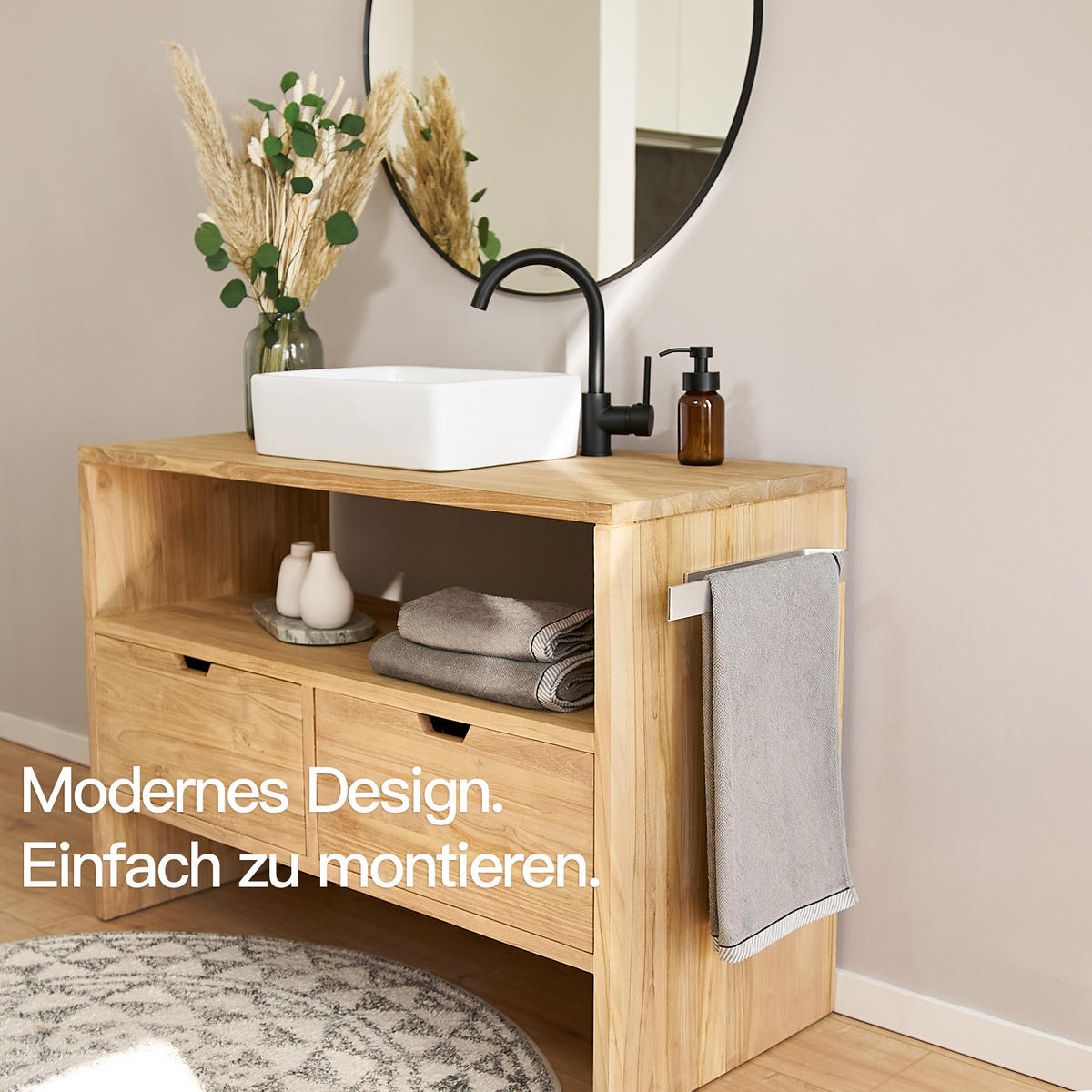 HANDTUCHHALTER OHNE BOHREN 40 cm Silber Doppelpack - Silberfarben, Metall (40/4/6cm) - Designfabrik Hamburg