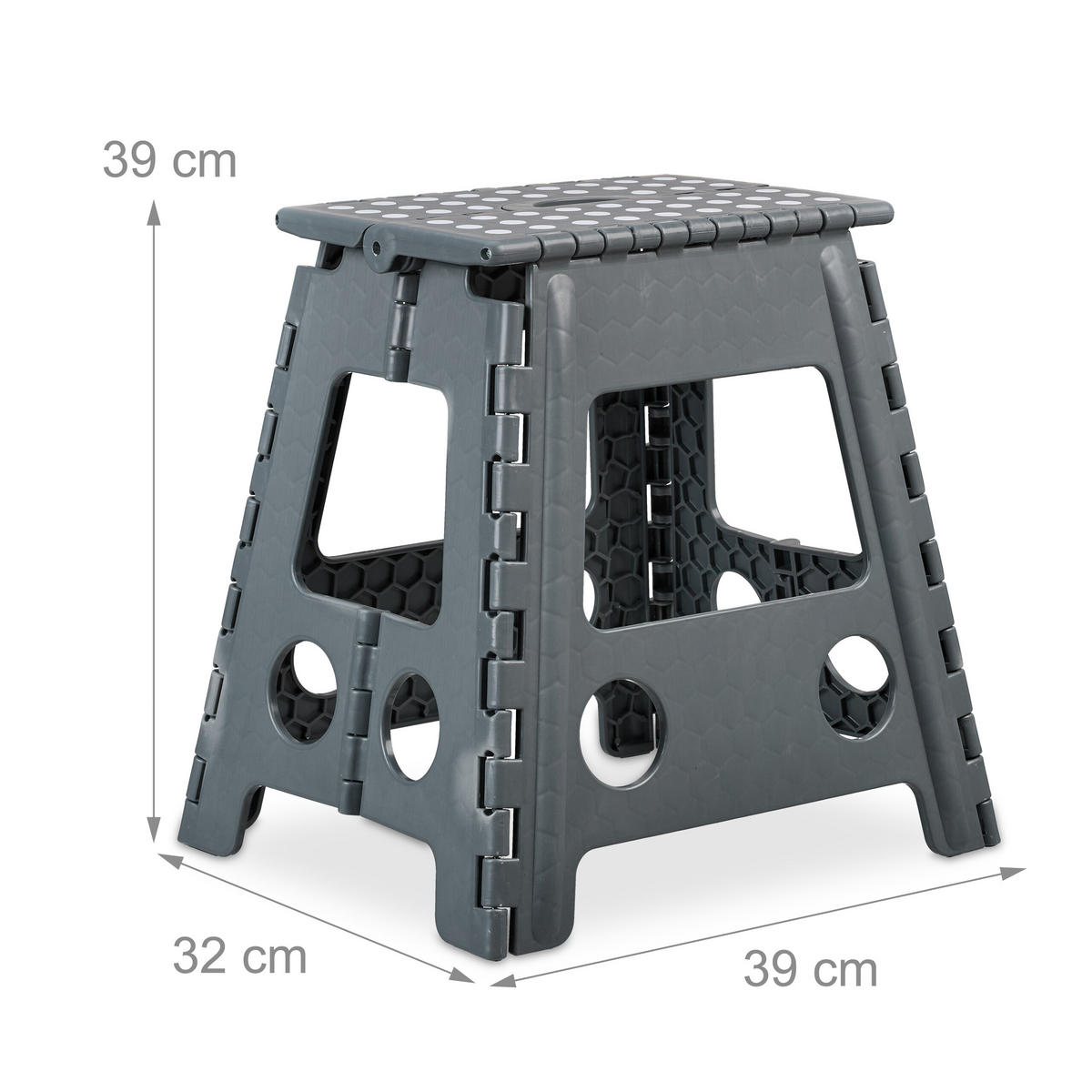 KLAPPHOCKER - Anthrazit, Kunststoff/Textil (39/39/32cm) - Relaxdays