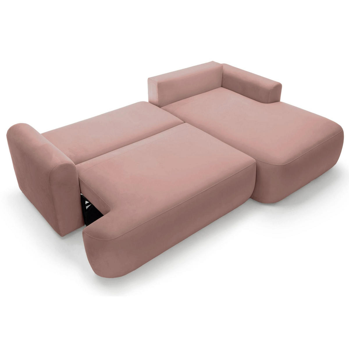 ECKSOFA Ovo Hellrosa mit wasserabweisendem Samtbezug - Hellrosa/Schwarz, Kunststoff/Textil (165/260cm) - Selsey