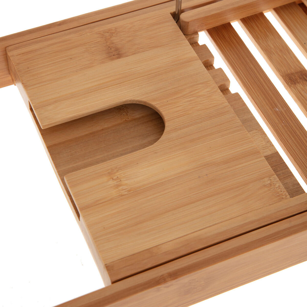 BADEWANNENABLAGE Ausziehbar Natureo, Bambus, Edelstahl, Beige, 70-105 cm - Beige, Holz (22/4/105cm) - 5five Simply Smart