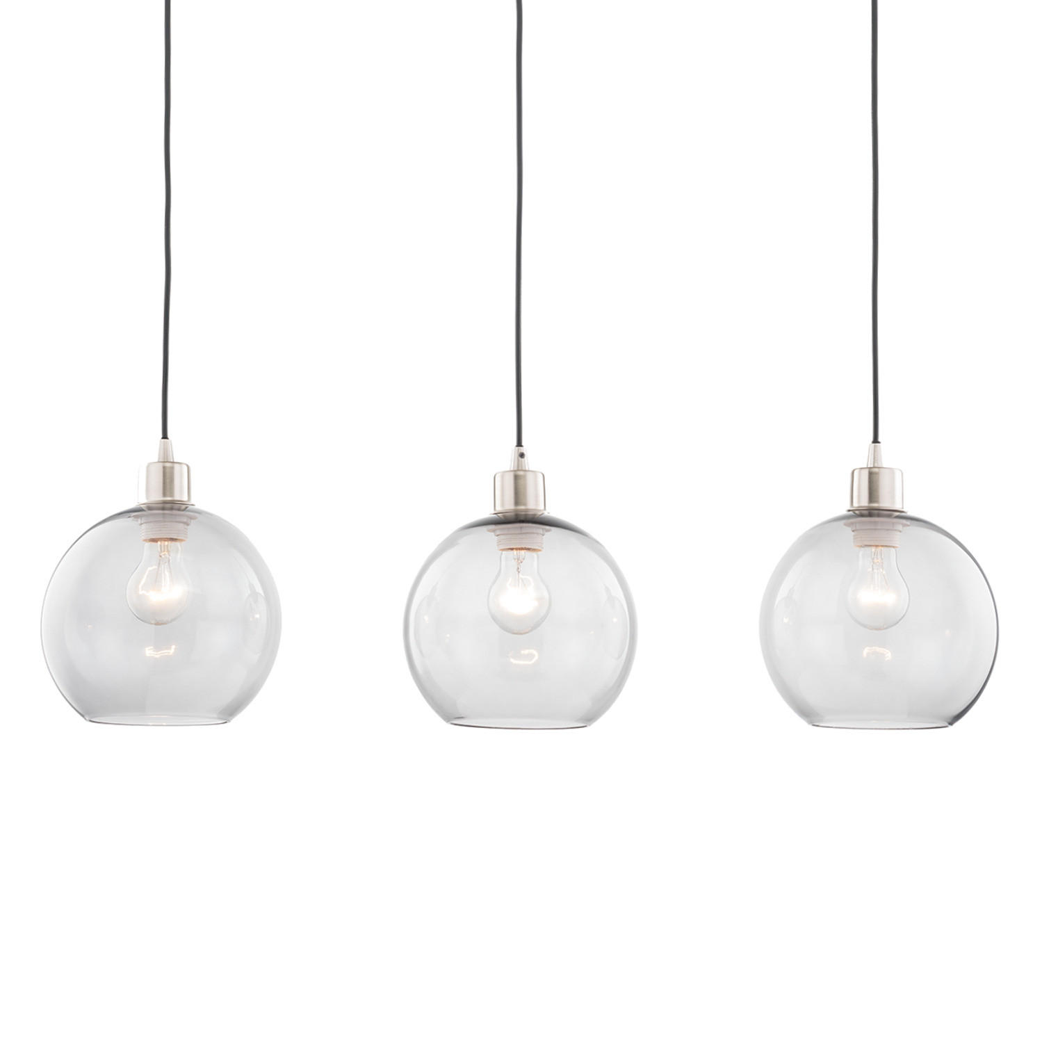 PENDELLEUCHTE - Eisen / Glas - 3-flammig - Silberfarben, Glas/Metall (20/81/150cm) - home24