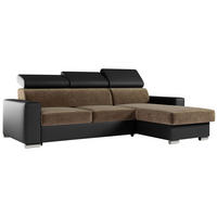 ECKSOFA FOX-L Braun/Schwarz - Silberfarben/Schwarz, Kunststoff/Textil (242/168cm) - MKS
