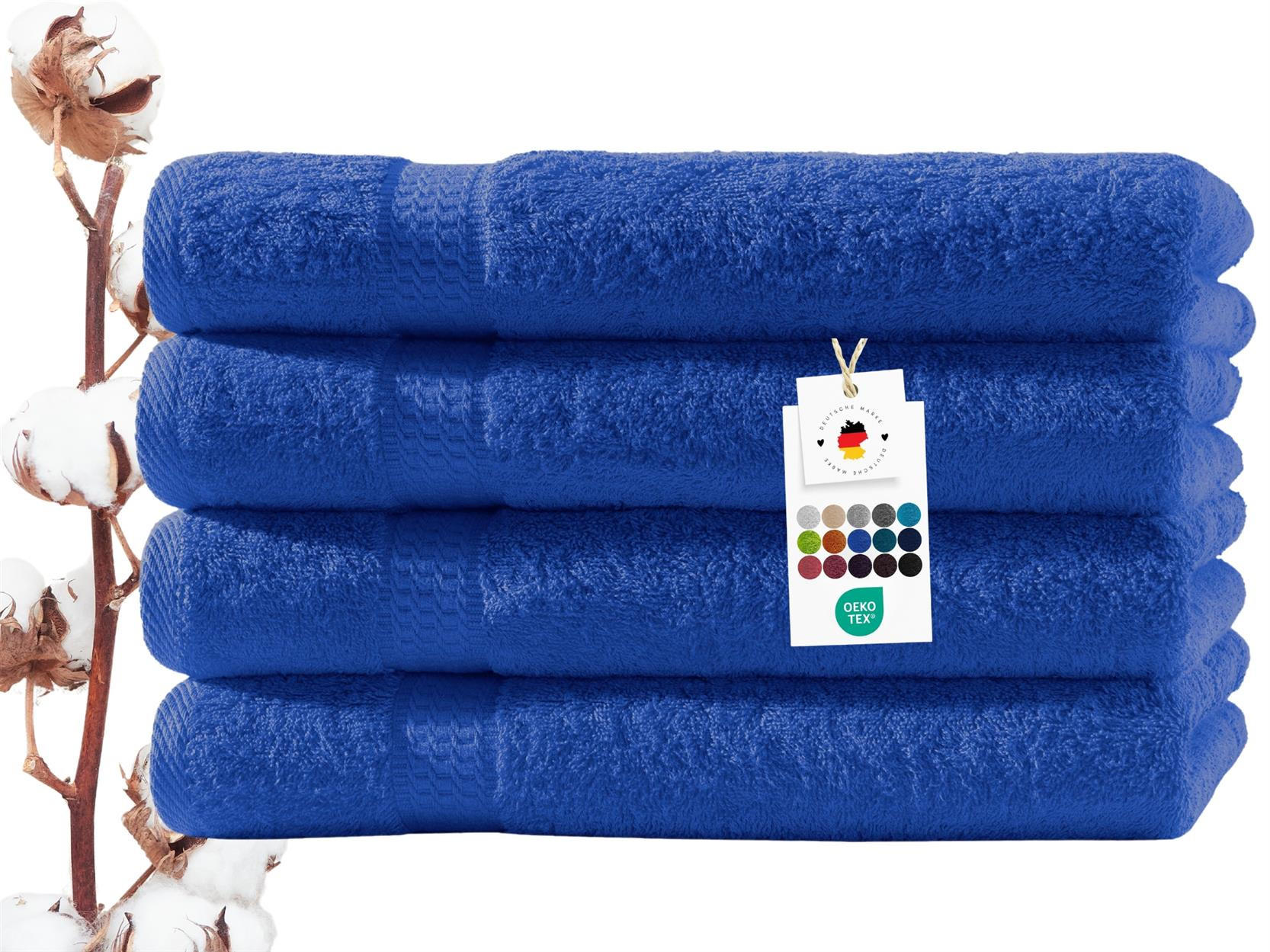 HANDTUCH 50x100 cm Frottier Handtücher im 4er Set aus 100% Baumwolle, Royal Blau 500g/m2 - Blau, Textil (50/100cm) - Carpe Sonno