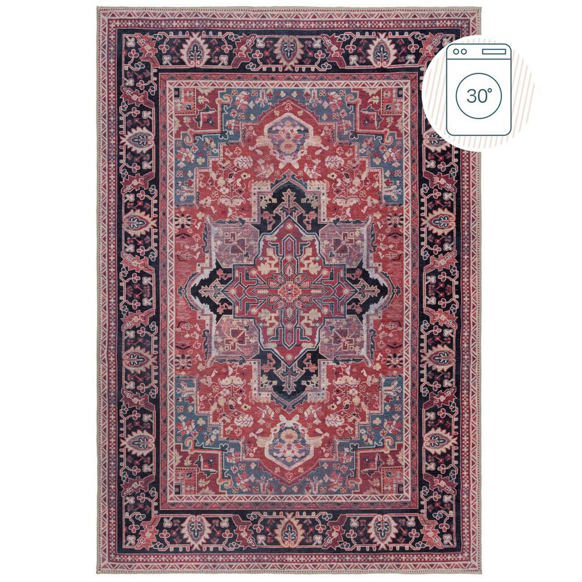 TEPPICH maschinenwaschbar Vintage-Design, recycelt HALD, Rot 160x230 cm - Rot, Textil (160/230cm) - KADIMA DESIGN